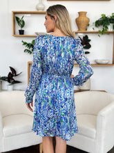 Load image into Gallery viewer, Printed Drawstring Waist Long Sleeve Dress (2 color options)
