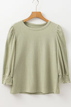 Load image into Gallery viewer, Textured Round Neck Three-Quarter Sleeve Blouse
