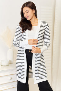 Striped Open Front Longline Cardigan