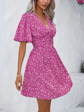 Load image into Gallery viewer, Printed V-Neck Half Sleeve Mini Dress (multiple color options)
