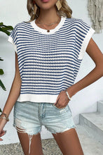 Load image into Gallery viewer, Striped Round Neck Cap Sleeve Sweater (multiple color options)
