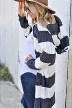 Load image into Gallery viewer, Contrast Stripes Open Front Long Sleeve Cardigan
