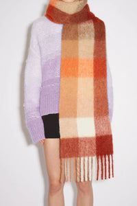 Thermal Fringe Contrast Plaid Scarf (multiple color options)