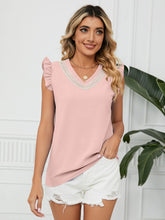 Load image into Gallery viewer, Ruffled V-Neck Cap Sleeve Blouse (multiple color options)
