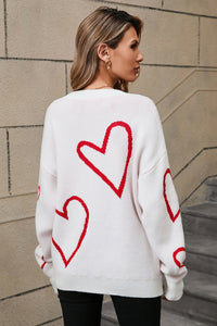 Heart Dropped Shoulder Long Sleeve Sweater (2 color options)