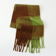 Load image into Gallery viewer, Fringe Contrast Plaid Polyester Scarf (multiple color options)
