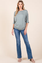 Load image into Gallery viewer, Striped Boat Neck Dolman Sleeve Top in Dusty Olive
