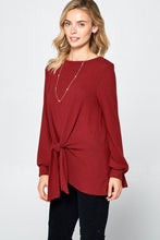 Load image into Gallery viewer, Round Neck Knot Front Hacci Blouse
