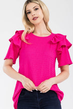 Load image into Gallery viewer, Ruffle Layered Short Sleeve Texture Top (multiple color options)
