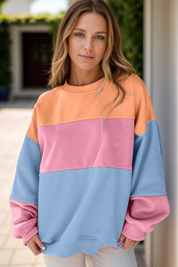 Color Block Round Neck Long Sleeve Sweatshirt (multiple color options)