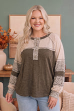 Load image into Gallery viewer, Olive You So Much Mixed Media Henley Top
