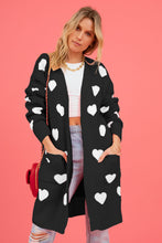 Load image into Gallery viewer, Heart Graphic Open Front Cardigan with Pockets (multiple color options)
