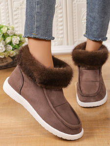 Faux Fur Suede Round Toe Sneakers (multiple color options)