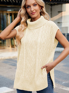 Side Slit Turtleneck Sweater Vest (multiple color options)