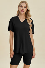 Load image into Gallery viewer, Ribbed V-Neck Short Sleeve Top and Shorts Set (multiple color options)
