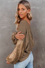 Load image into Gallery viewer, Sequin Waffle-Knit Blouse (multiple color options)
