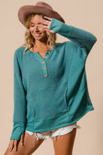 Load image into Gallery viewer, Long Sleeve Top with Kangaroo Pocket in Teal
