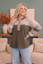 Load image into Gallery viewer, Olive You So Much Mixed Media Henley Top
