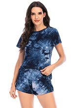 Load image into Gallery viewer, Tie-Dye Round Neck Short Sleeve Top and Shorts Lounge Set  (multiple color options)
