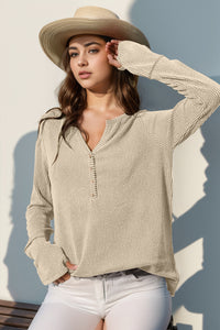 Notched Thumbhole Long Sleeve Top (multiple color options)