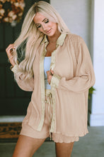 Load image into Gallery viewer, Button Up Long Sleeve Top and Shorts Lounge Set
