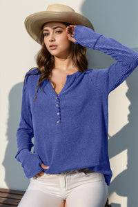 Notched Thumbhole Long Sleeve Top (multiple color options)