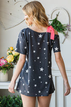 Load image into Gallery viewer, Star Print Asymmetrical Neck Short Sleeve Top

