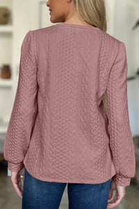 Textured Round Neck Long Sleeve Top (multiple color options)