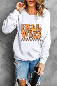 Fall Vibes Graphic Round Neck Long Sleeve Sweatshirt