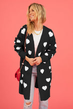 Load image into Gallery viewer, Heart Graphic Open Front Cardigan with Pockets (multiple color options)
