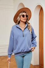 Load image into Gallery viewer, Half-Zip Dropped Shoulder Sweatshirt (multiple color options)
