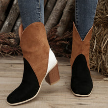 Load image into Gallery viewer, Suede Square Toe Block Heel Boots  (multiple color options)
