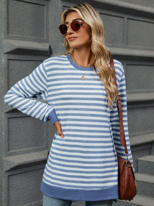 Striped Round Neck Long Sleeve Top (multiple color options)