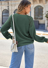 Load image into Gallery viewer, Lace Detail Round Neck Lantern Sleeve Top (multiple color options)
