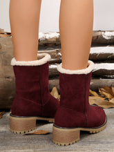 Load image into Gallery viewer, Thermal Fuzzy Block Heel Boots (multiple color options)
