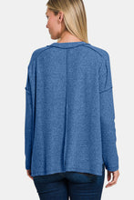 Load image into Gallery viewer, Exposed Seam Brushed Round Neck Sweater in Navy
