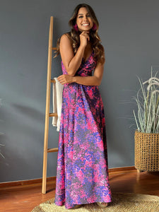 Twisted Printed V-Neck Cami Dress  (multiple color options)
