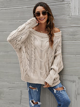 Load image into Gallery viewer, Cable Knit Openwork Off-Shoulder Sweater (multiple color options)
