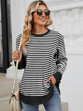 Load image into Gallery viewer, Striped Round Neck Long Sleeve Sweatshirt (multiple color options)
