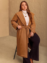 Load image into Gallery viewer, Tied Long Sleeve Hooded Coat with Pockets
