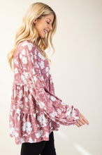 Load image into Gallery viewer, Tiered Floral V-Neck Long Sleeve Blouse
