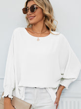 Load image into Gallery viewer, Smocked Lantern Sleeve Round Neck Blouse (multiple color options)
