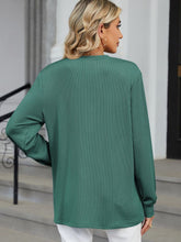 Load image into Gallery viewer, Striped Notched Long Sleeve Top (multiple color options)
