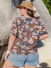 Load image into Gallery viewer, Printed Notched Half Sleeve Blouse
