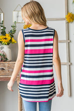 Load image into Gallery viewer, Striped Twist Knot Round Neck Tank
