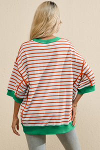 Striped Round Neck Half Sleeve T-Shirt (multiple color options)