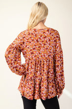 Load image into Gallery viewer, Floral V-Neck Balloon Sleeve Blouse
