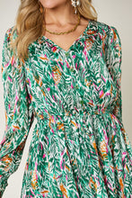 Load image into Gallery viewer, Printed Drawstring Waist Long Sleeve Dress (2 color options)
