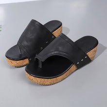 Load image into Gallery viewer, PU Leather Wedge Sandals  (multiple color options)
