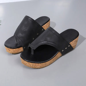 PU Leather Wedge Sandals  (multiple color options)